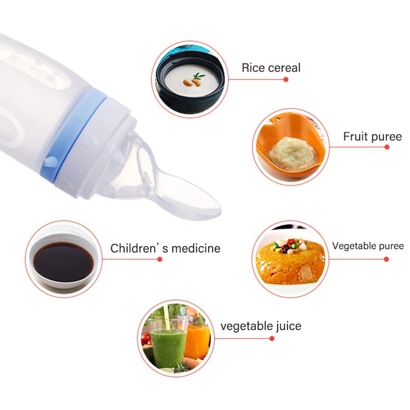 Baby Feeding Bottle Dolphin Silicone Rice Cereal Spoon - detail view