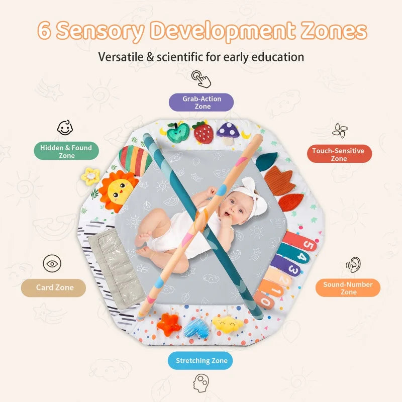 Large Baby Play Gym Mat Sensory Toys 0-18 Months Tummy - lifestyle in-use