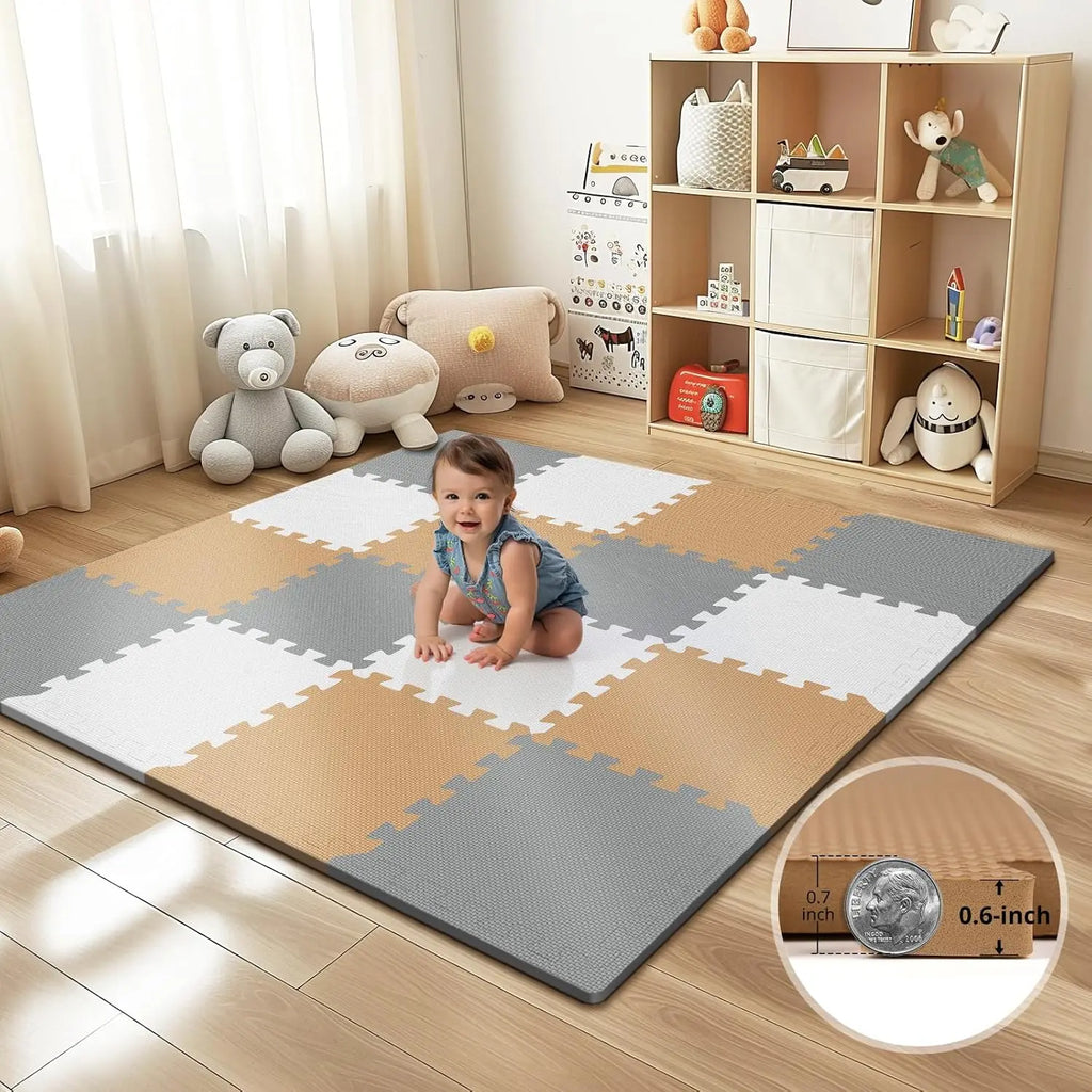 16 Tiles Baby Play Mat for Floor, 0.6 Inch - front view