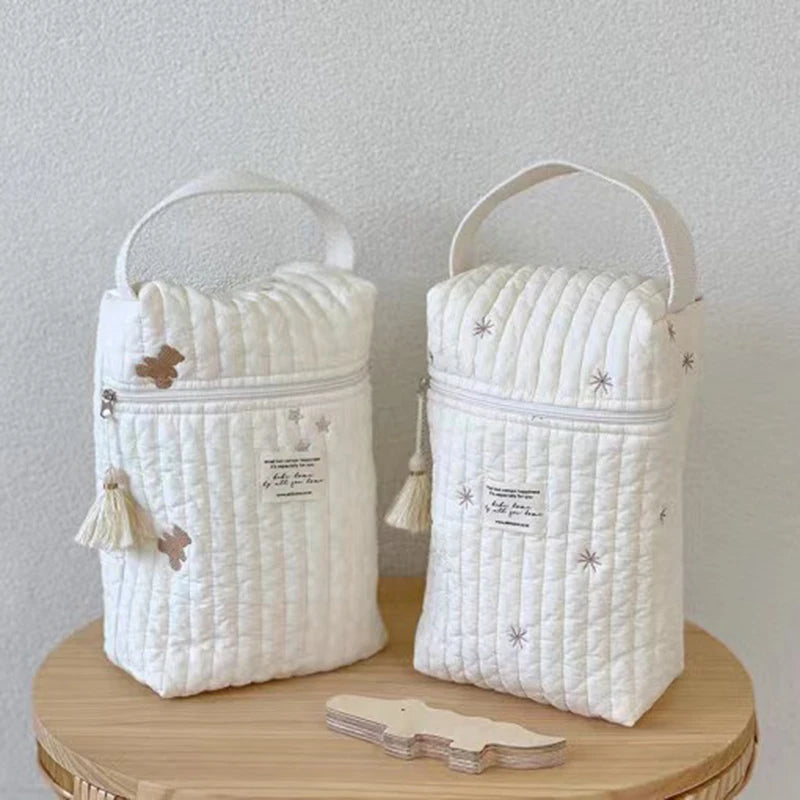Portable Stroller Nappy Bag Quilted Baby Diaper Caddy - front view
