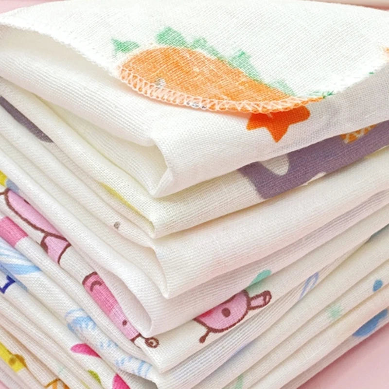 10Pcs Baby Washcloths Cartoon Cute Print Double Layer