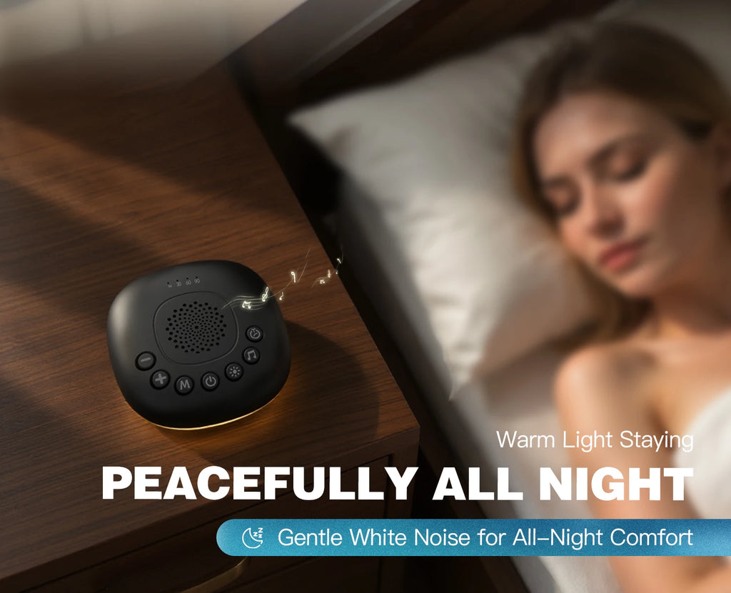 Portable White Noise Machine 20 Sounds RGB Night Light - set overview