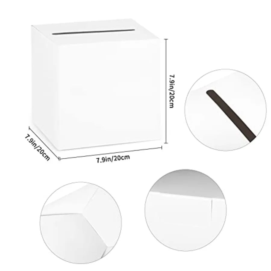 White Card Box Holder Weddings White Gift Card Box - size reference