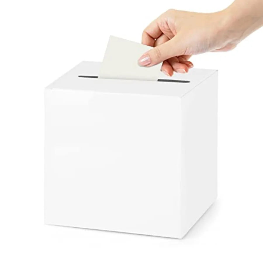 White Card Box Holder Weddings White Gift Card Box - front view
