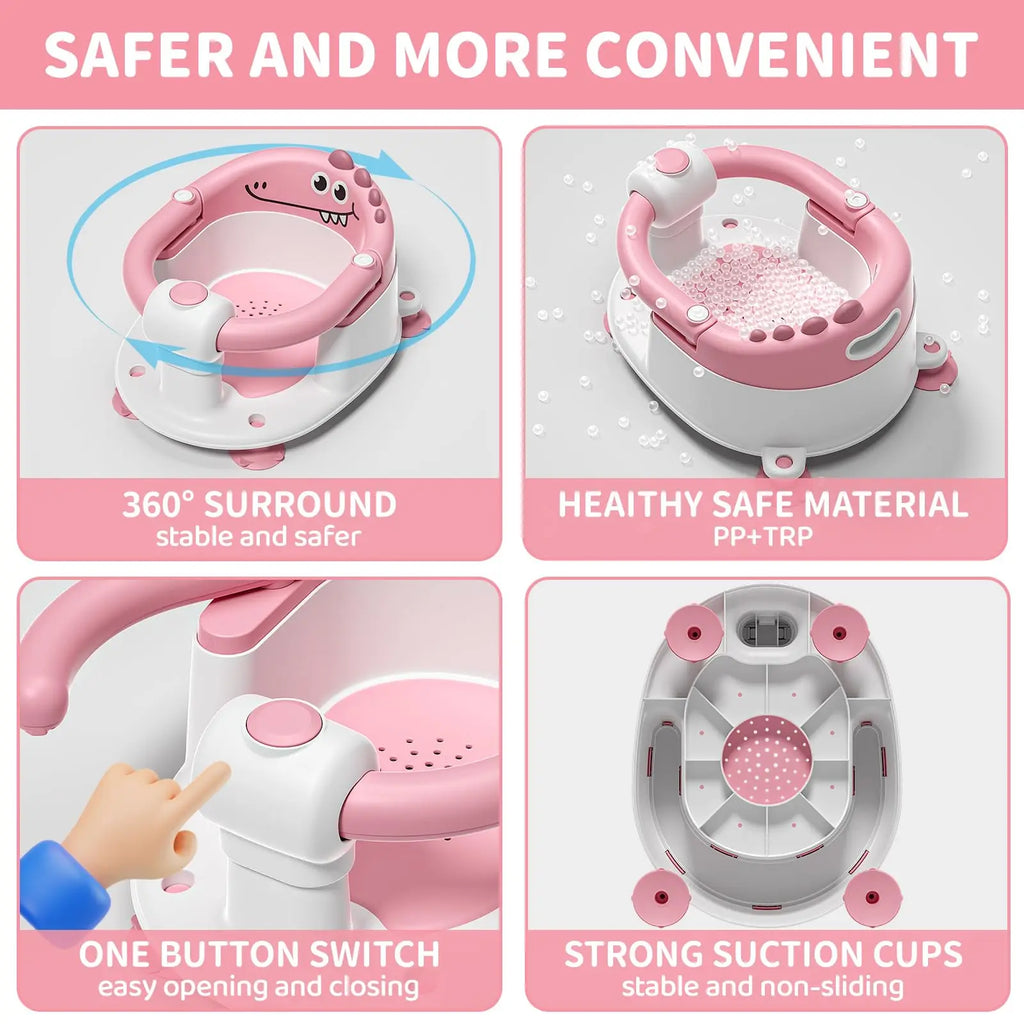 Baby Bath Seat with Non-Slip Suction Cups & Soft Cushion - feature close-up