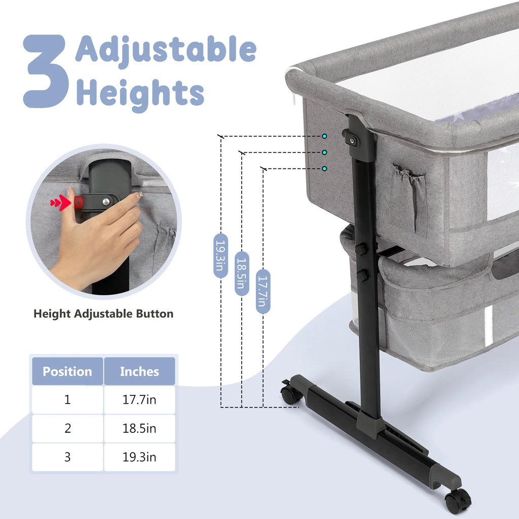 Baby Bedside Bassinet 3-in-1 Baby Crib Headboard Bed - lifestyle in-use