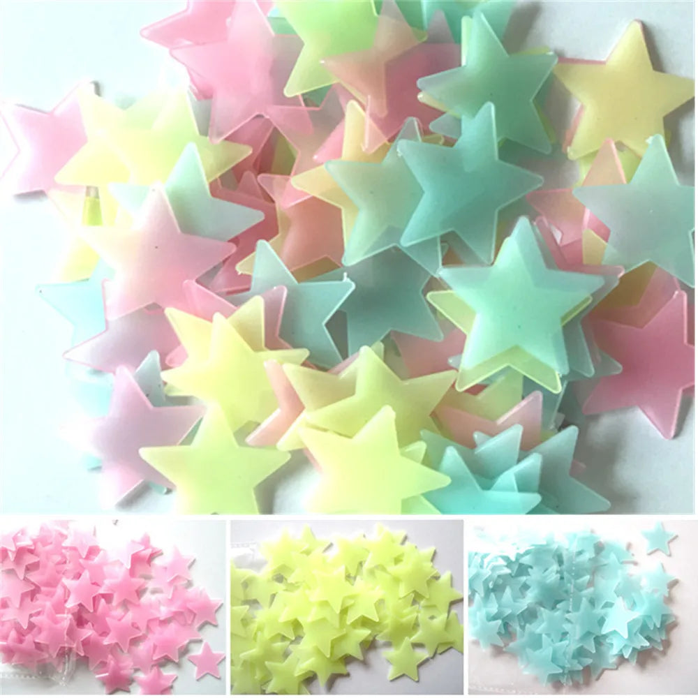 100Pcs Fluorescent Glow Dark Star Wall Stickers - lifestyle in-use
