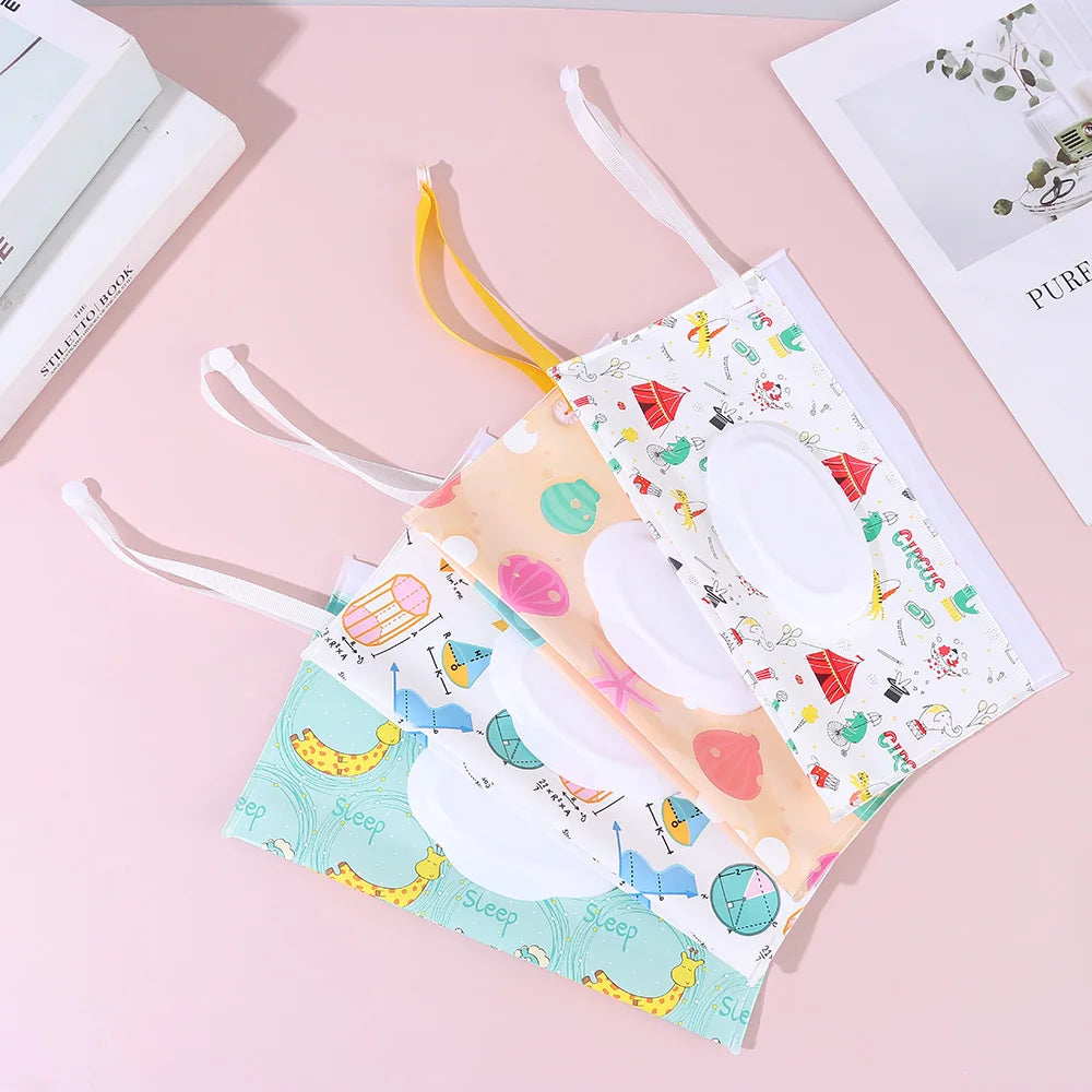 Cute EVA Baby Wet Wipe Pouch Wipes Holder Case Flip