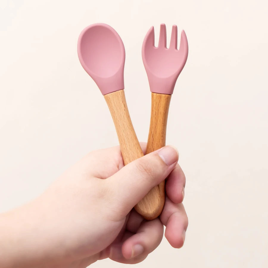 2PCS Baby Learning Spoons Utensils Set Food Grade - detail view