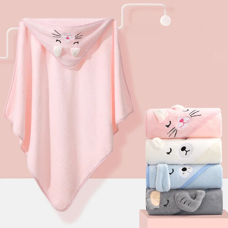 Cartoon Baby Bath Towels Soft Newborn Hooded Towel - feature close-up