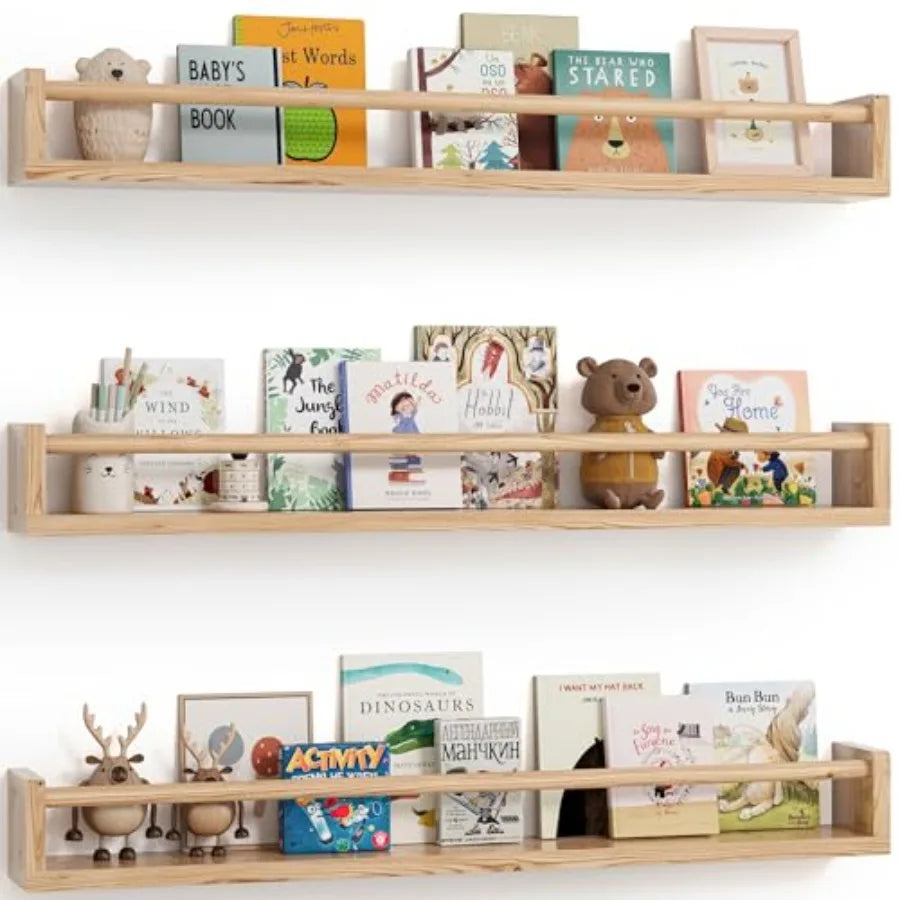 Nursery Book Shelves Set 3 Wall Bookshelf Book Shelf - set overview