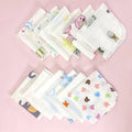 10Pcs Baby Washcloths Cartoon Cute Print Double Layer - front view