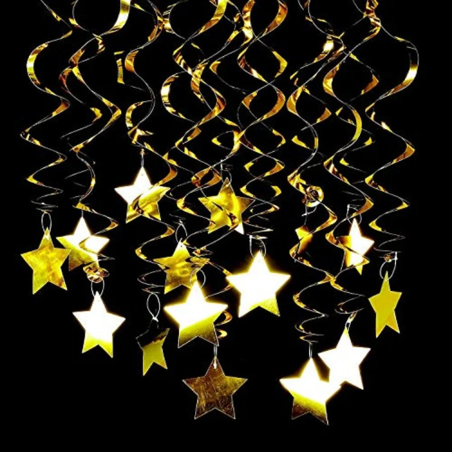 Gold Star Hanging Swirl Decorations - packaging view