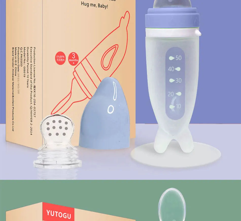 Baby Feeding Bottle Dolphin Silicone Rice Cereal Spoon