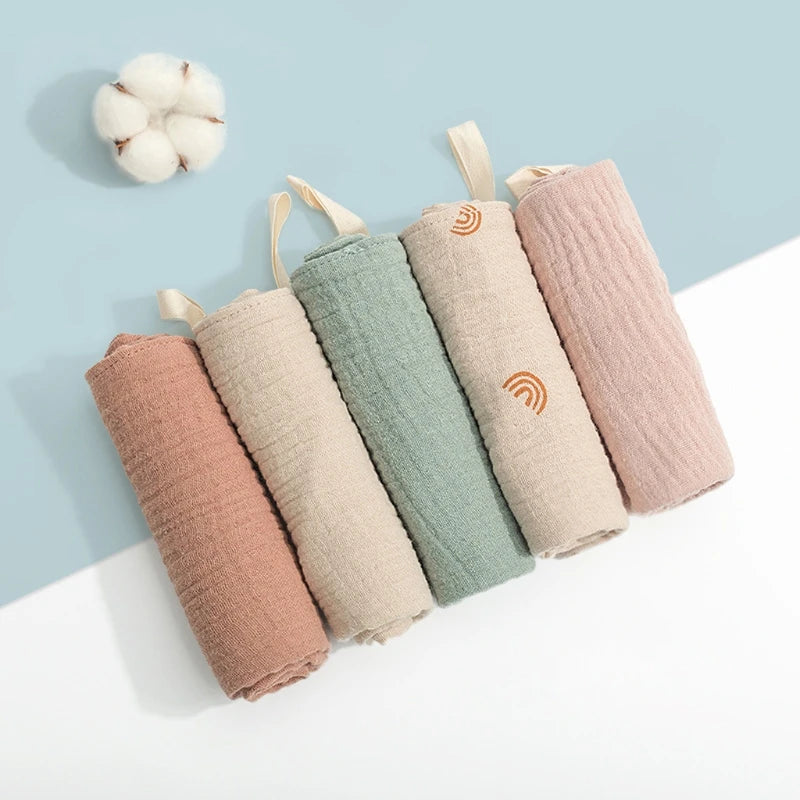 5pcs Set Square Cotton Baby Face Towel Handkerchief - set overview