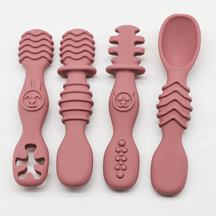 4pcs silicone baby food spoon