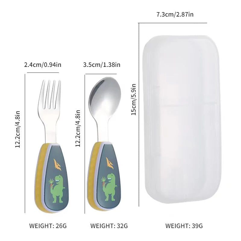 2Pcs Toddler Utensils Cute Toddler Feeding Spoon Fork - lifestyle in-use