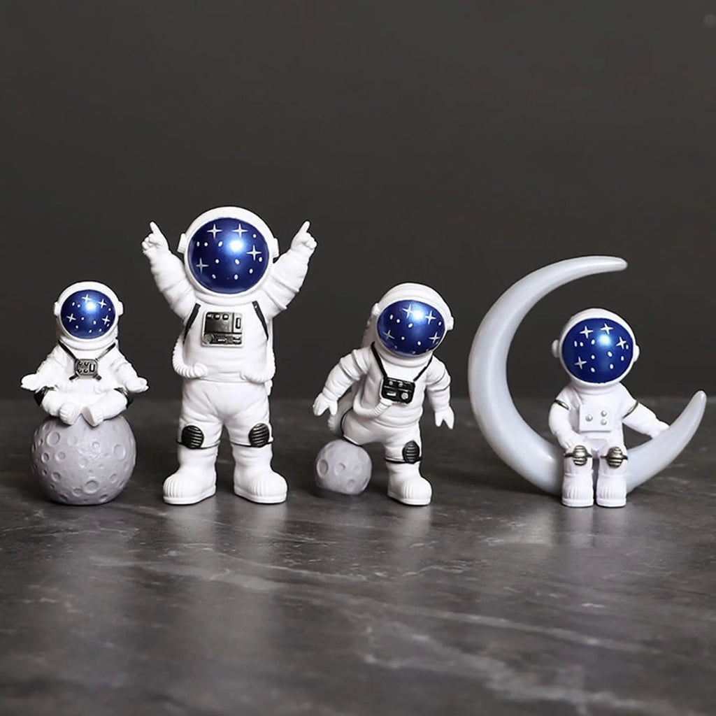 Blue White Astronaut Statues Set of 4 - material close-up
