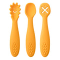 3PCS Silicone Spoon Fork Baby Utensils Set Feeding Food