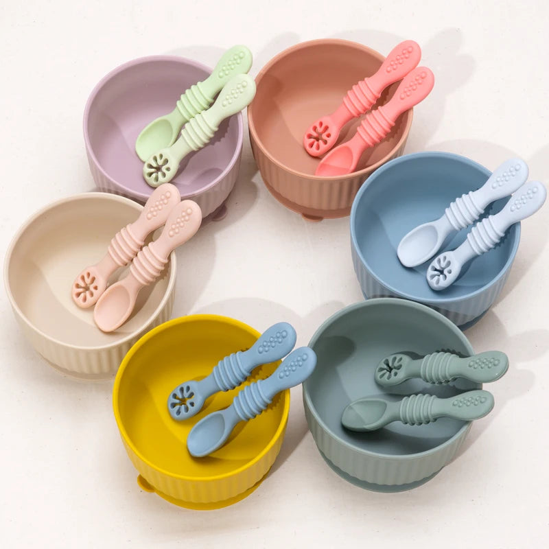 Baby Spoon Fork Set Food Grade Silicone Sticky Spoon - lifestyle in-use