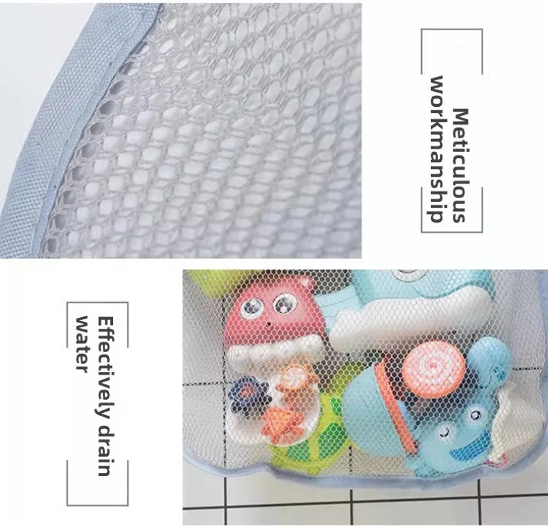 Mesh Baby Bath Toy Storage Bags Sucker Design Baby Bath
