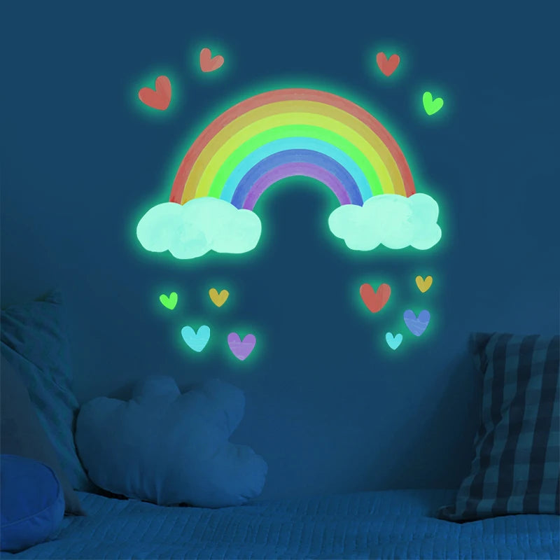 Cartoon Rainbow Luminous Wall Stickers Glow Dark Cloud - lifestyle in-use