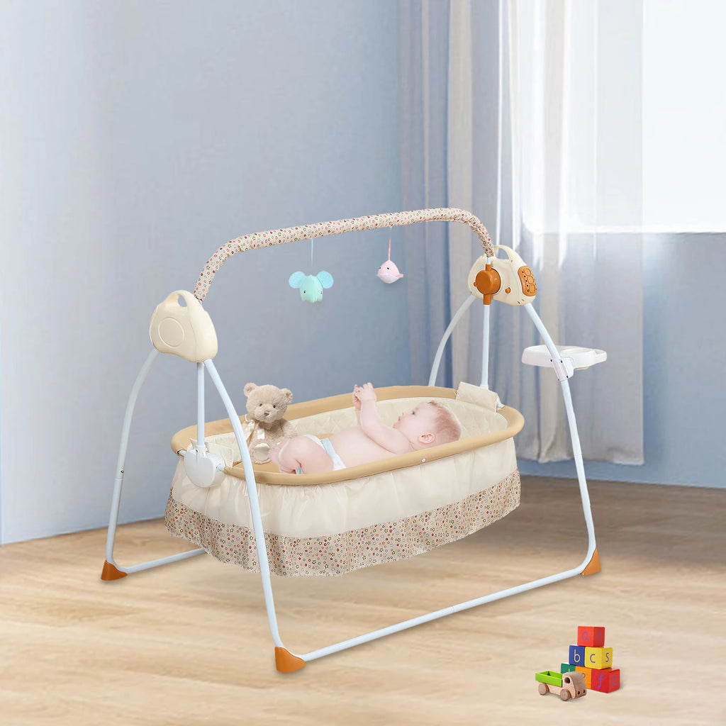Electric Cradle Foldable Electric Baby Cradle w/ Music Dual Control - top-down view