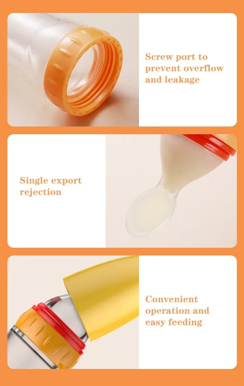 Safe Useful Silicone Baby Bottle Spoon Food Supplement